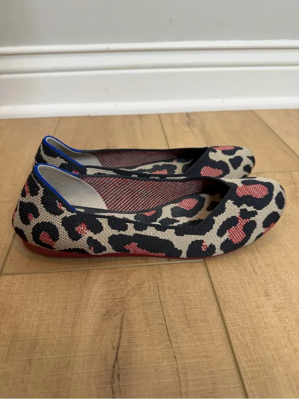 Rothy’s The Flat Red Cat Blue Halo Ballet Flats Women’s 8.5 EU 39 Animal Print - Image 2