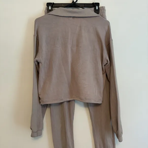 Danskin XS Tan‎ Two Piece Travel Lounge Scuba Collar Jacket Joggers Athleisure - Image 2
