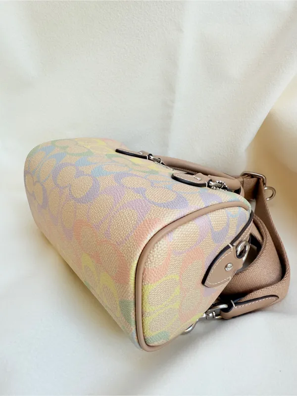 NWT Coach Mini Rowan Crossbody Bag Rainbow Signature Canvas CDC39 Sand Multi - Image 4