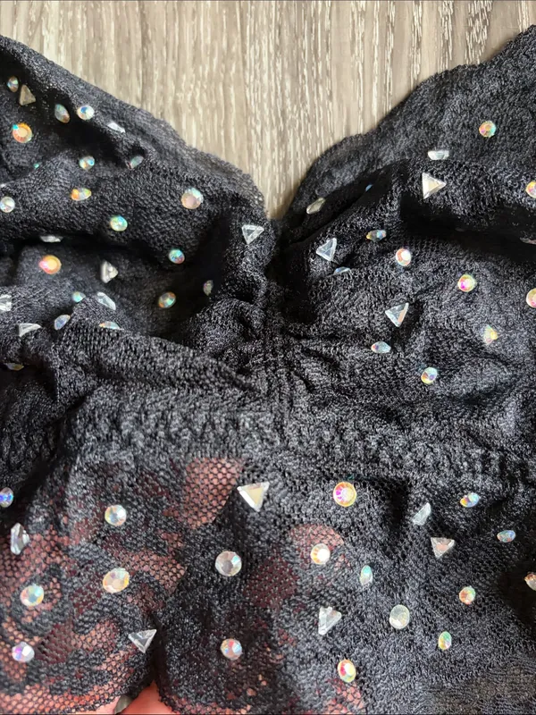 Victoria's Secret Black Delicate Lace Bralette with Sparkling Studs Medium - Image 6