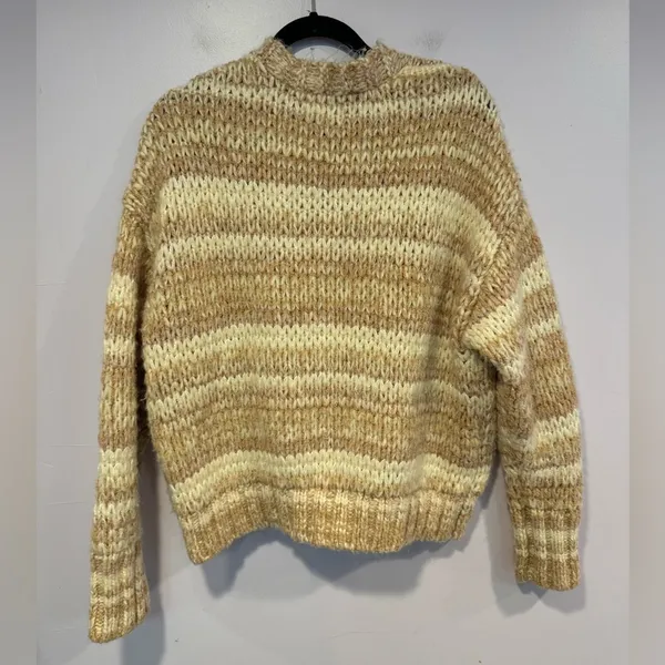 Brown tan and cream stripe heavy‎ American Eagle cardigan - Image 3