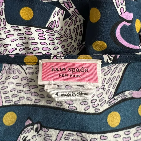 Women’s Kate Spade New York Panther Dot Wrap Whimsical Feminine Top Blouse sz 4 - Image 5