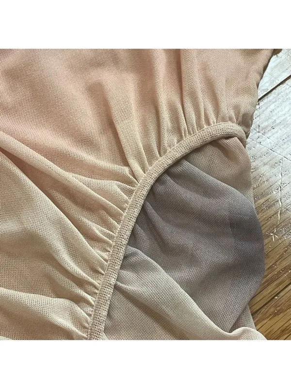 ZARA Women Sleeveless Asymmetrical Ruched Mesh Top Size S Peach/Black Dyed M - Image 11
