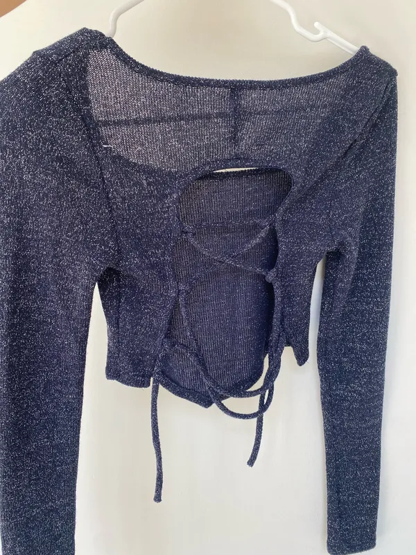 Cropped Navy Backless top Blue - Image 2