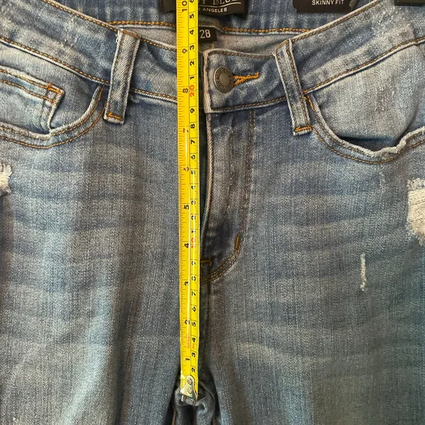 Judy Blue Skinny Fit Medium Wash Distressed Jeans High Rise Women's size 28 - Image 8