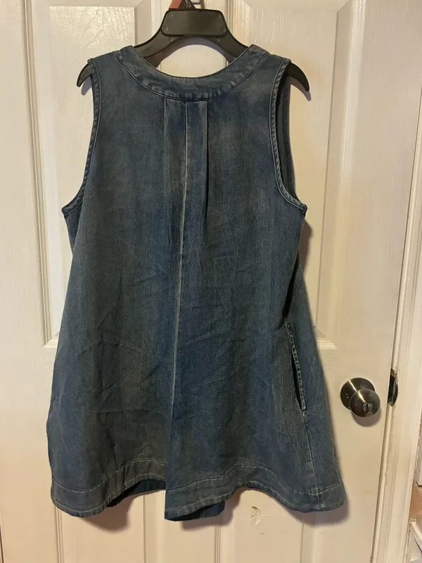 Mustard seed Denim Sleeveless Romper in Washed Blue size small western - Image 4
