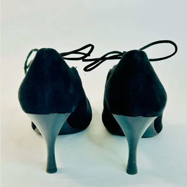Franco Sarto Black Suede Lace-Up Heels, Round Toe, 3” Heels, size 8 - Image 5