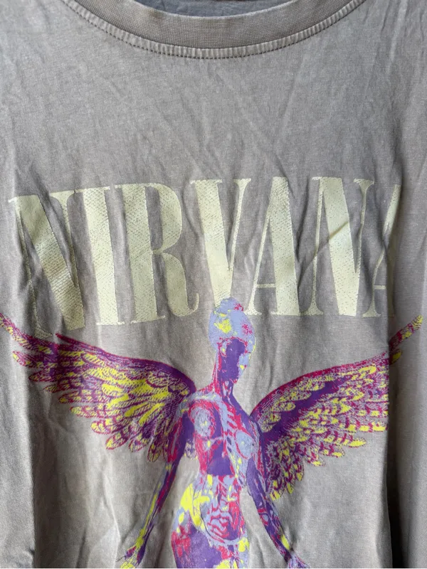 Nirvana In Utero Angel Graphic Band Tee Gray Short Sleeve T-Shirt Women’s S - Image 2