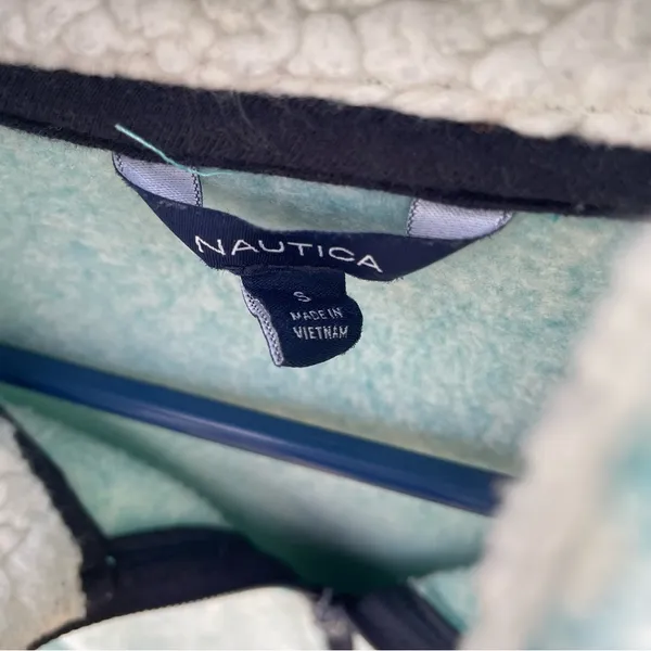Nautica Mint and Navy Fleece Lined‎ Sweater Jacket - Image 4