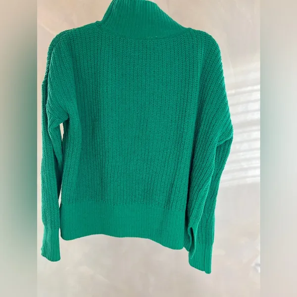 Crown & Ivy Sweater; Womens Green Knit Pullover Mock Neck Polyester, Sz : S - Image 4
