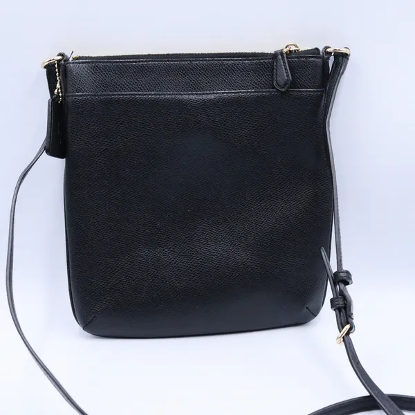 Coach Crossbody Bag Womens Small Black Crossgrain Leather Gold Hardware Zip Top - Image 3