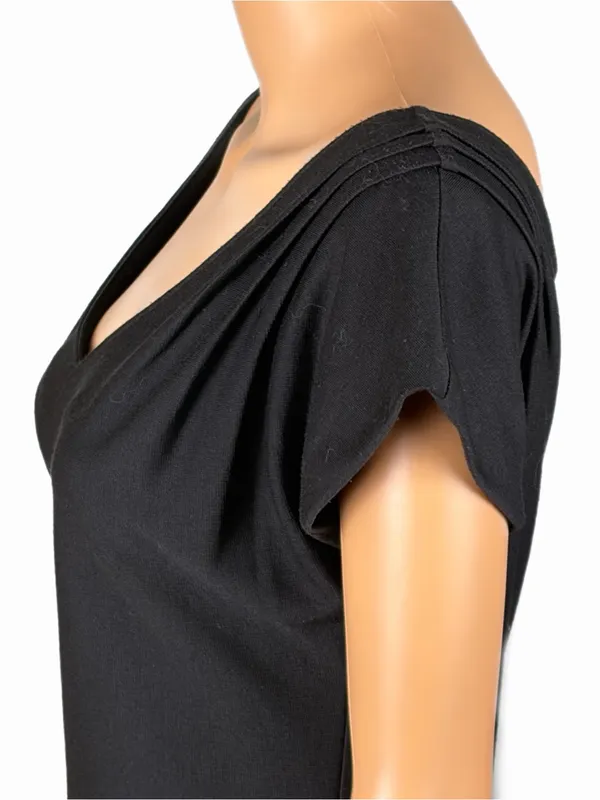 TIANA B. Black Floral Ribbon Appliqué V Neck Shift Dress Medium - Image 7