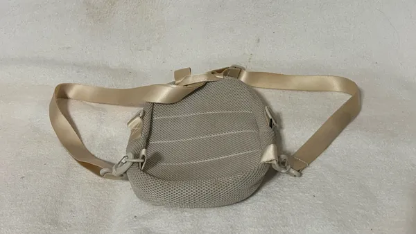 Adidas Mini Crossbody Bag Beige Mesh Small Shoulder Travel Bag Adjustable Strap - Image 2
