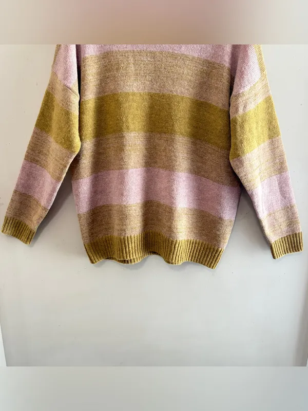 MADEWELL Otis‎ Space Dye Striped Alpaca Blend Sweater in Pink Oyster, Medium - Image 5