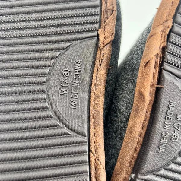 Eddie Bauer Women's Sherpa Lined Clog Slippers Dark Heather Grey Bear Motif 7-8 - Image 4
