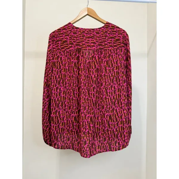 INC International Concepts Abstract Print Faux Wrap Blouse SzXL - Image 2