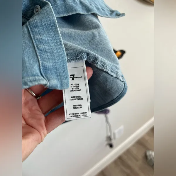 7 For All Mankind western Denim Short Sleeve Top - Image 5