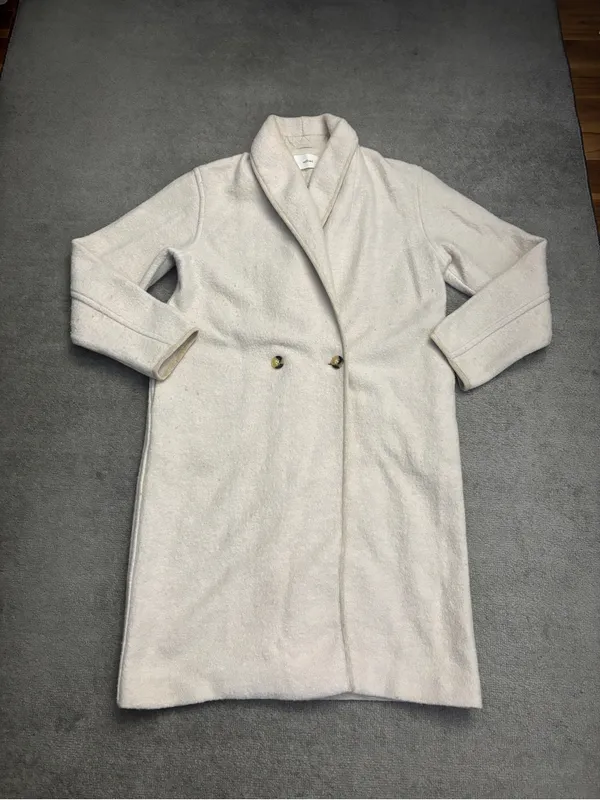 Aritzia Wilfred Free Charlize Merino Wool Shawl Collar Jacket Button Front Ivory - Image 4