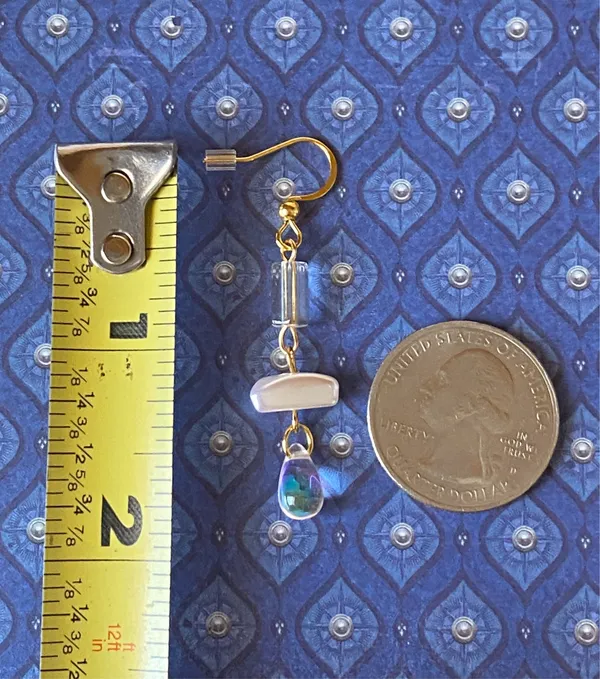 Handmade gold stainless chain cute unique chic fairy style dangle earrings🩵 - Image 7