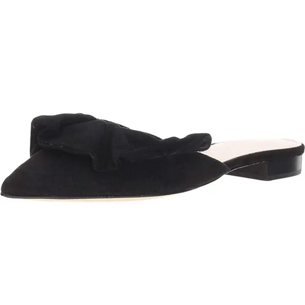 Kate Spade BLACK Women's Fayrn Point Toe Mules‎ Size US 7.5 M Suede Ruffle - Image 2