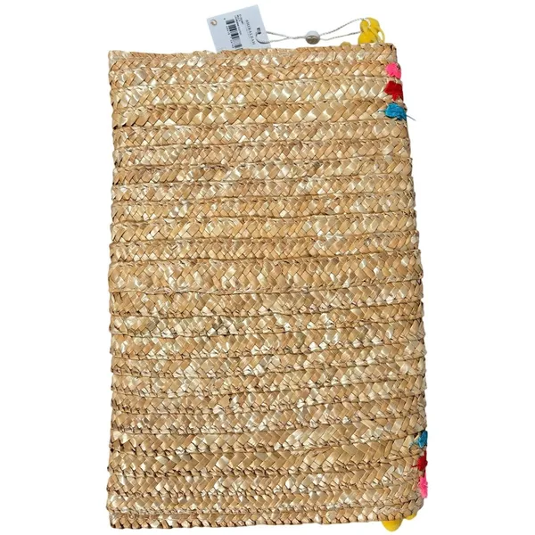 Shiraleah Chicago Lourdess Clutch Straw Pom Pom Trim‎ Multicolor NWT - Image 2