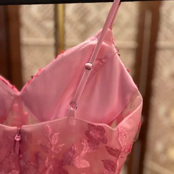 Elegant Pink Velvet Sequin Mini Dress - Image 5
