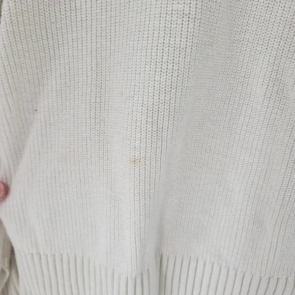 T by Talbots Womens Sweater Large Ivory Drawstring Cowlneck Waffle Knit Pullover - Image 10