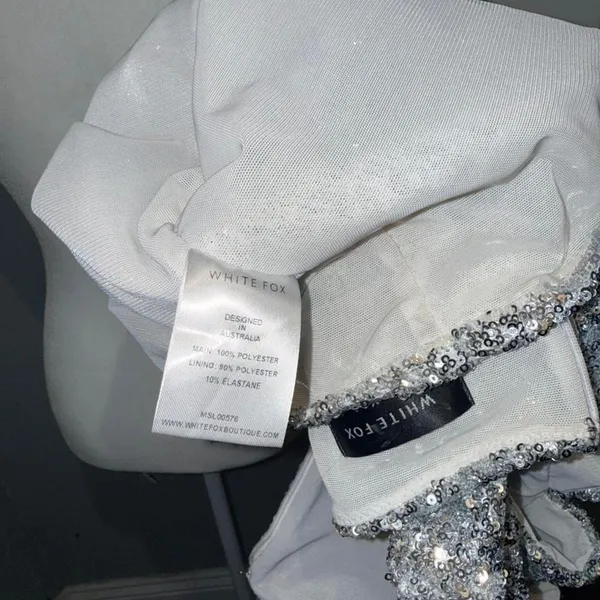 White Fox Let's Have a‎ Party Mini Dress Silver Medium - Image 5