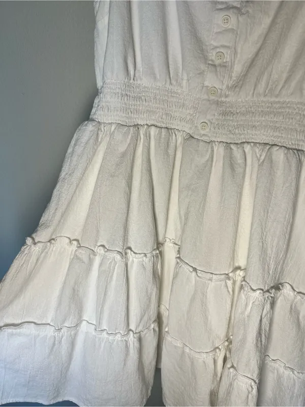 White Tiered Sleeveless Rush Summer Dress - Image 4