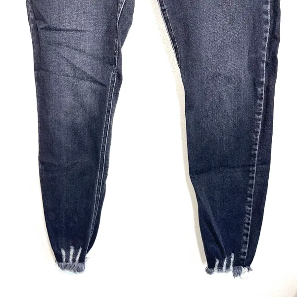 KanCan Charcoal Black High Rise Frayed Waist Skinny Jeans - Image 6
