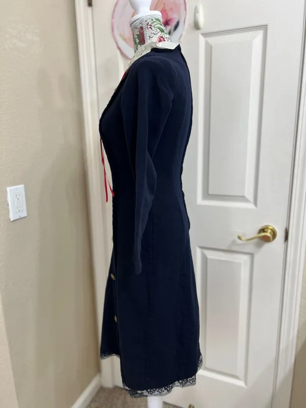 Workers Union Ladies Garment Vintage Chic Navy Double-Breasted Long Sleeve Dress size S - Image 4