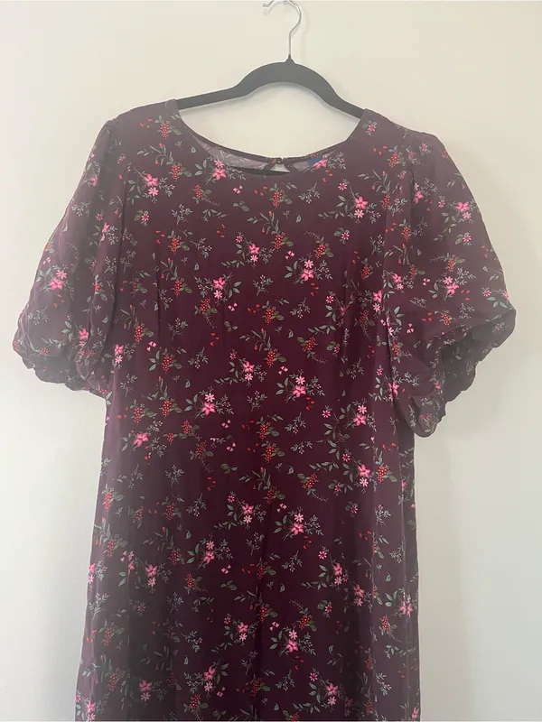 Old Navy Purple Puff Sleeve Floral Maxi Dress XL Cottagecore Romantic Feminine - Image 2