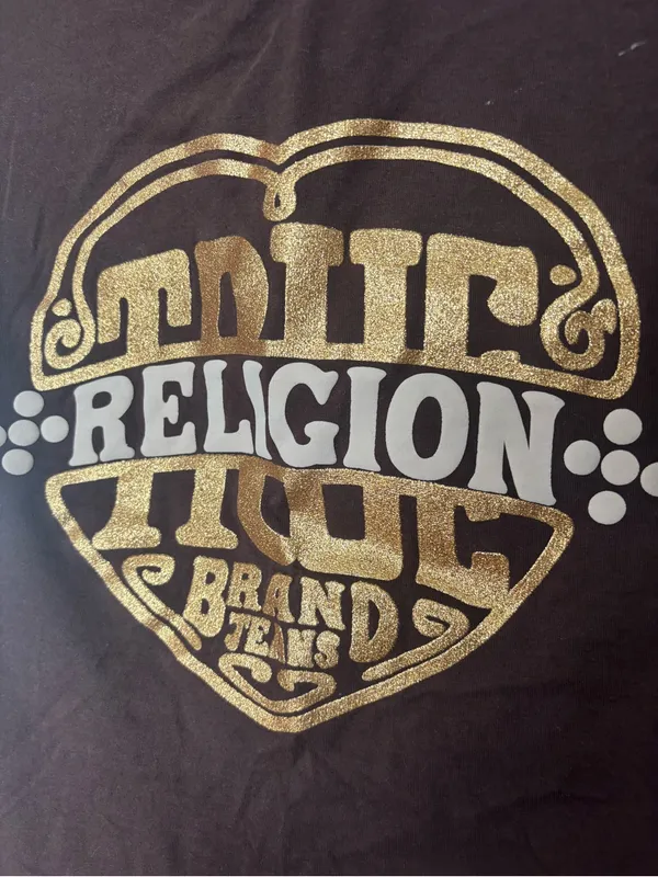 True Religion Glitter Puff Print Heritage Long Sleeve Baby Tee - Image 9