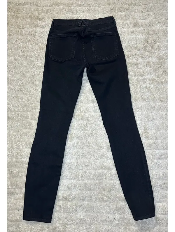 Good American Good Legs black mid-rise coated straight stretch denim jeans 0/25 - Image 6