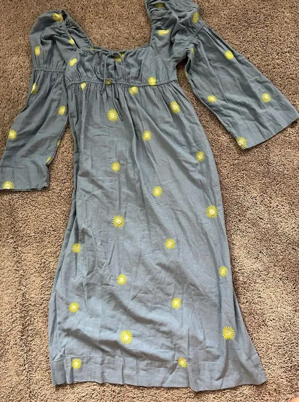 Free People embroidered linen midi dress size large - Image 2