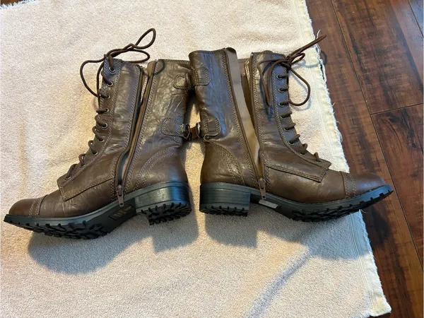 Brown Lace-Up Women’s Combat Boots - Image 2