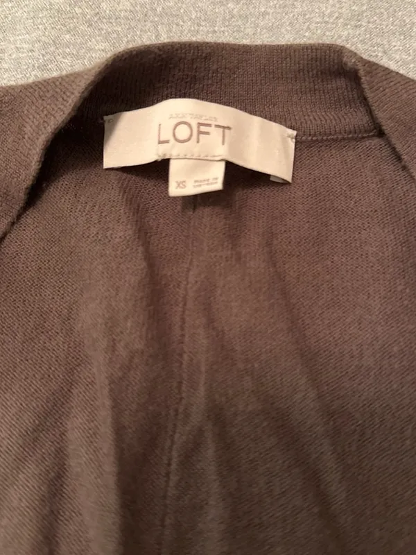 LOFT Brown Short-Sleeve Button Front Cardigan - Image 2