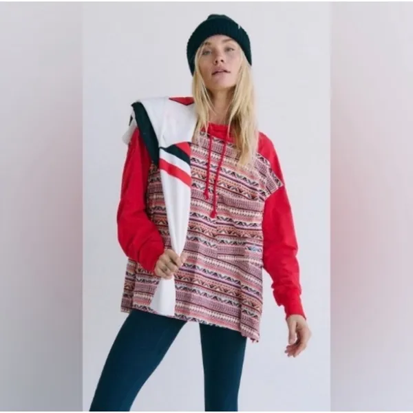 NWT FREE PEOPLE | FP Movement‎ Hot Shot Printed Hooded Layer in Nordic Knit XS - Image 5