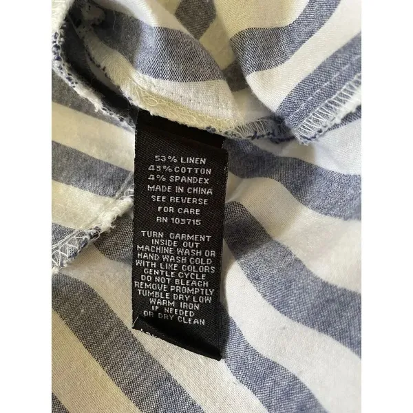 Sharagano Blue White Striped Sleeveless Tunic Top Dress Pockets Women’s M - Image 7