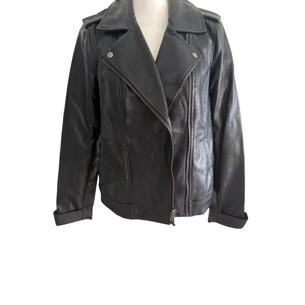 OLD NAVY Vegan Leather Black Jacket Size Medium - Image 7