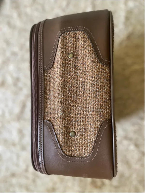 Vintage Frontier Tweed Carry On Suitcase Retro Travel Luggage Brown Weekend Bag - Image 10
