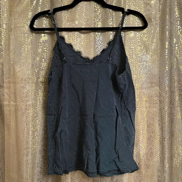 Avec Les Filles Navy Blue‎ Black Polka Dot Lace Camisole Top Medium - Image 2