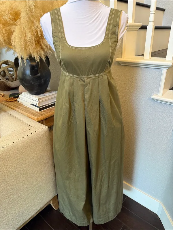 Anthropologie HD in Paris Olive Green Amity Wide-Leg Jumpsuit Size 0 - Image 4