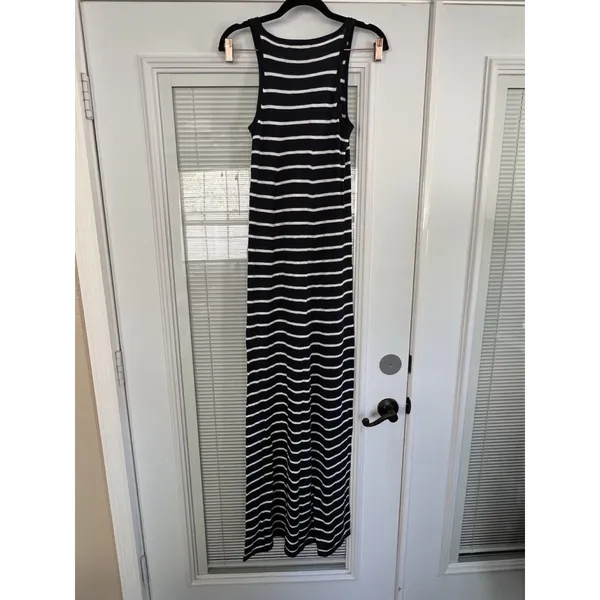 VINCE Dress Women's XXS Navy Blue White Striped Cotton‎ Sleeveless Tank Maxi - Image 8