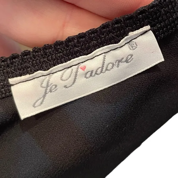 Je T’adore Vintage 90s Black Beaded Sequin Velvet Glam Sheer Lingerie Slip Top - Image 7