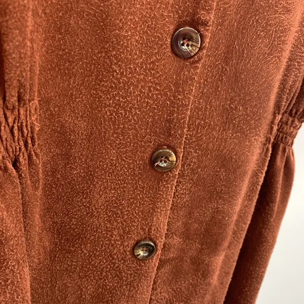 She + Sky Size M Dress Faux Suede Western Boho Southwest Mini Button Front Brown - Image 3