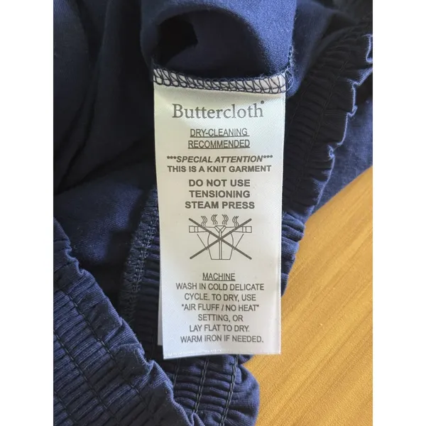 Buttercloth Pre-Tucked Fit Shirt Medium Navy Blue Icy‎ Cotton Button Up Collared - Image 8