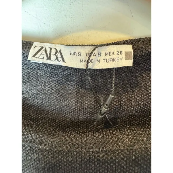 Zara Shirt Women Small Gray Crew Neck Sleeveless Knit Side Slit Tank Top Tunic‎ - Image 8