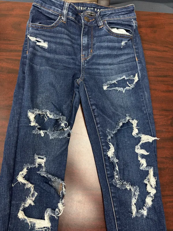 American Eagle Next Level Stretch Distressed Hi-Rise Jegging Jeans Size 2 Long - Image 2