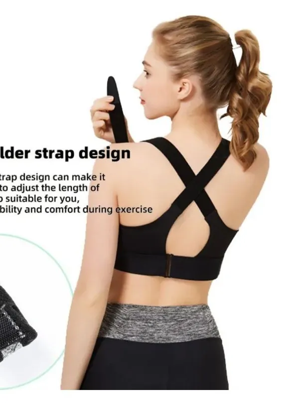 Sports Bras Women's Short Tank Top Zipper Front XL Adjustable Straps black gym - Image 13